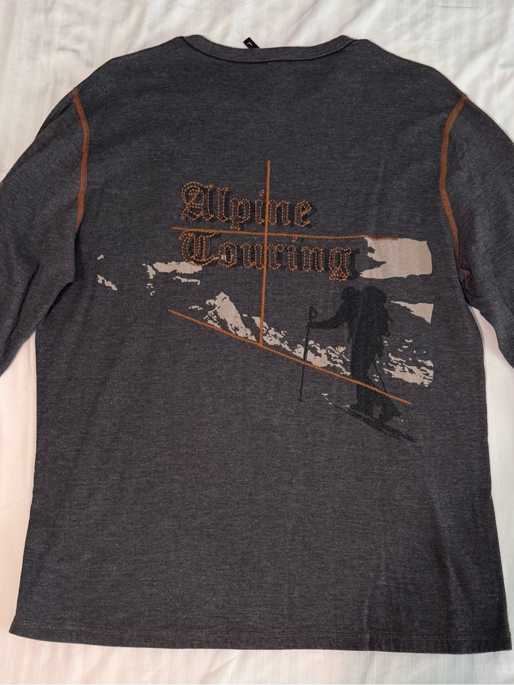 Alp N Rock Graphic Long Sleeve Shirt - Charcoal with Rust Accents